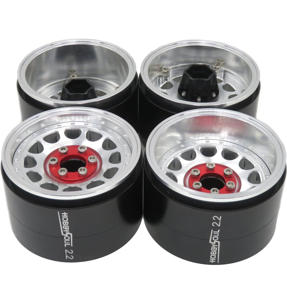 hobbysoul Wide 1.57'' (40mm) 2.2 Beadlock Wheels Adjustable 4 Offsets Rims for Gen8 Everest gen 7 Pro / SCX10 Capra Wraith / TRX4 AMG 6x6, (4-Pack)