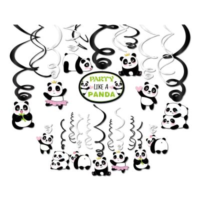 30PCS Panda Birthday Hanging Swirl Decorations, Panda Bear Birthday Party Supplies Party Decorations Animal Panda Theme Party Decor Favors