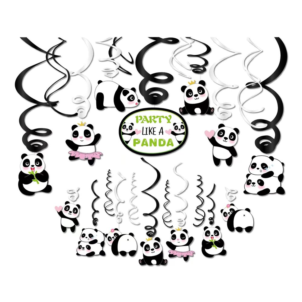 30PCS Panda Birthday Hanging Swirl Decorations, Panda Bear Birthday Party Supplies Party Decorations Animal Panda Theme Party Decor Favors