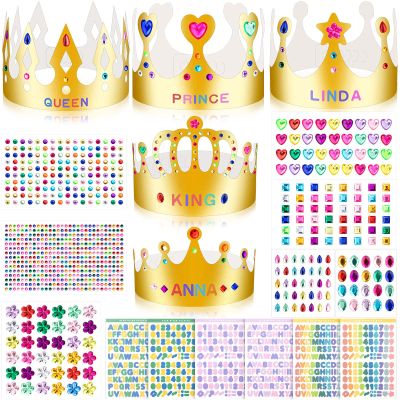 MGZTTHW Gold Paper Crowns, 25pcs Diy Birthday King Crowns Craft to Decorate, Paper Prince Princess Crown Hats for Back to School Classroom