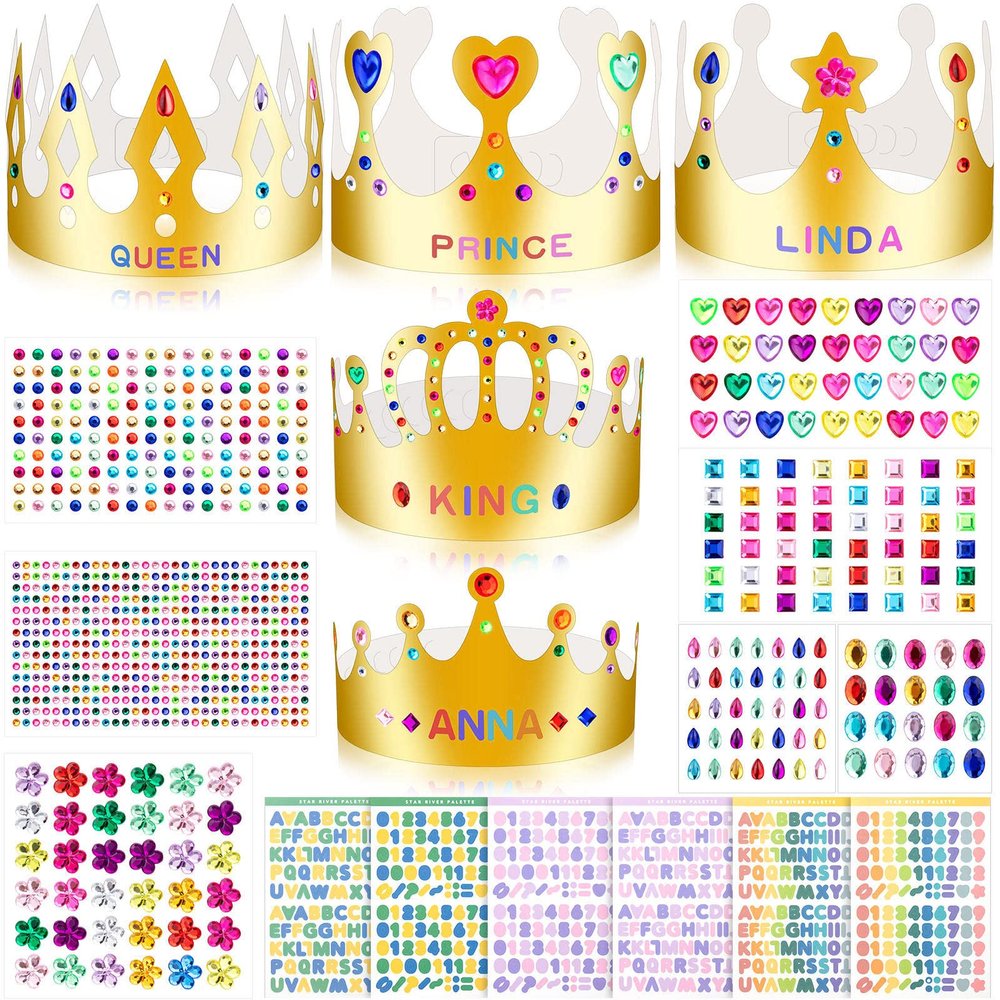 MGZTTHW Gold Paper Crowns, 25pcs Diy Birthday King Crowns Craft to Decorate, Paper Prince Princess Crown Hats for Back to School Classroom