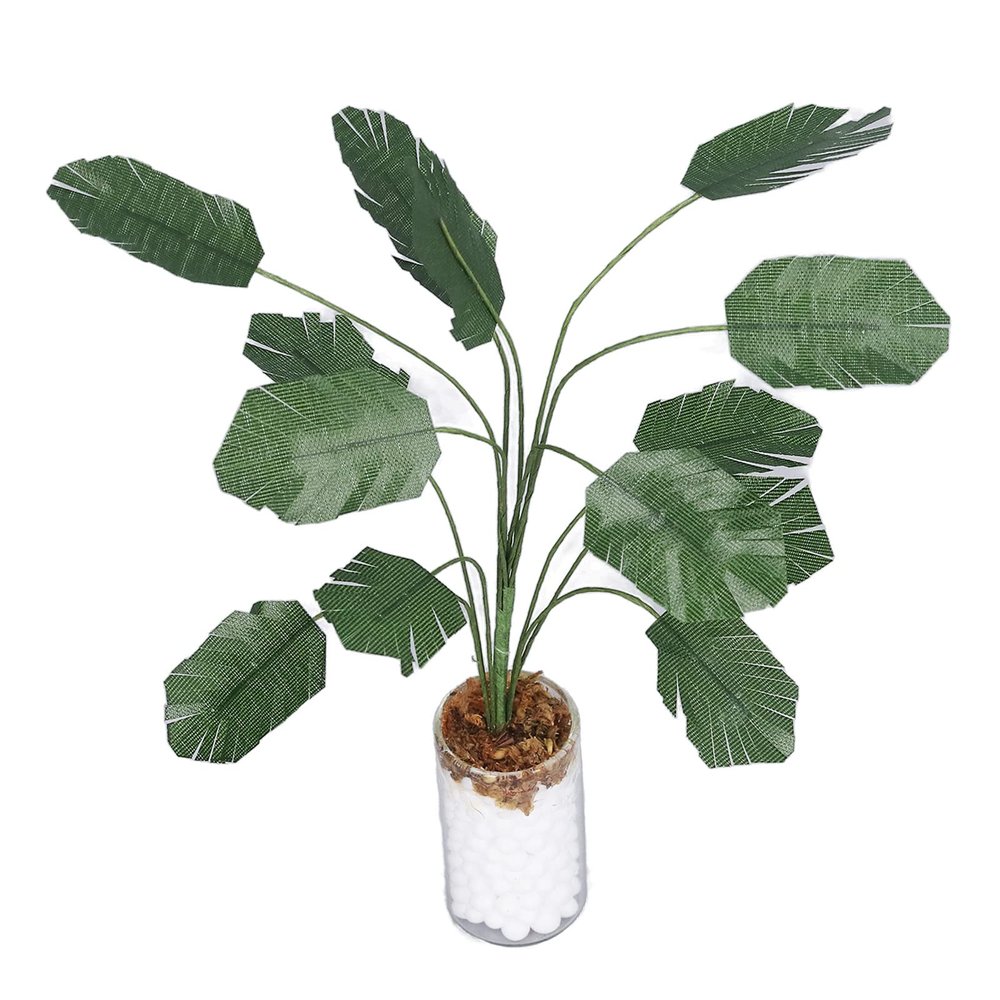 1:12 Miniature Dollhouse Plants, Miniature Banana Tree, Miniature Bonsai Plant Dollhouse, Leafed Plant Model for Garden Home Dollhouse Decor (S)