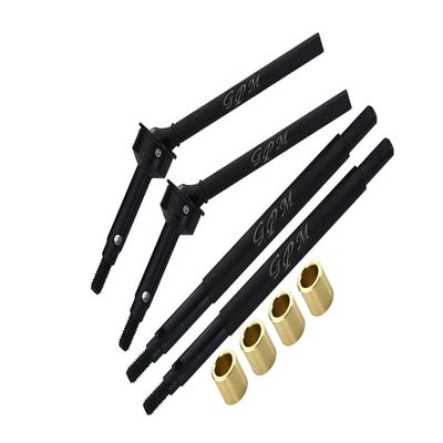 GPM Upgrades Medium Carbon Steel Front CVD and (+5mm) Rear Axle Shafts Set for 1/18 4WD TRX4M Ford Bronco 97074-1 TRX4M Land Rover Defender 97054-1 (Black (+5mm))