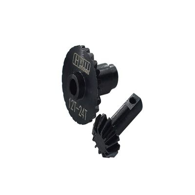 GPM Harden Steel #45 Front/Rear Bevel Gear Set 12T/24T for TRAXXAS 1/18 TRX4M Ford Bronco Land Rover Defender TRX-4M K10 High Trail (Black)