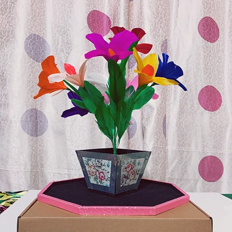 ZQION Appearing Potted Flower Tray Magic Tricks Magician Stage Illusions Gimmicks Mentalism Props Feather Flower Appearing Magia