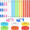 Honoson 24 Pcs Silicone Wristbands Cute Silicone Adjustable Wristbands Rubber Bands Bulk with Hole for Swimming Identify Shoe Birthday Presents, 8 Colors view 1