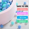 GUESVOT Ball Pit Balls Plastic Balls for Ball Pit BPA Free Plastic Balls Crush and Smash Proof Ball 100pcs 2.2" Set for Toddlers for Play Tent Tunnel (Blue Mix) view 4