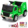 OLAKIDS Ride on Car, Recycling Garbage Truck Electric Vehicle with Music, Horn, Warning Lights, Recycling Accessories Included, Toddlers Battery Powered Trash Toy for Boys Girls (Green) view 1