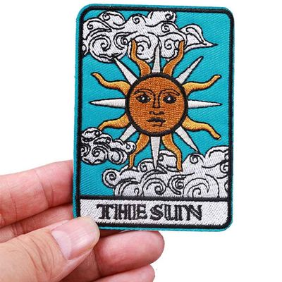 The Sun Tarot Card Fortune Telling 3.6" Iron On Embroidered Thermoadhesive Patch for Clothing