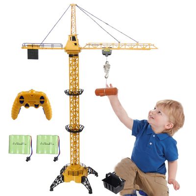 KNACKTOYZ 6 Channel Remote Control Crane Toy for Kids - 50.4 inch RC Tower Crane with LED Lights & Sounds, 680 Rotation Lift Construction Vehicles, Excavator Toy for Ages 4,5,6,7,8 Boys & Girls