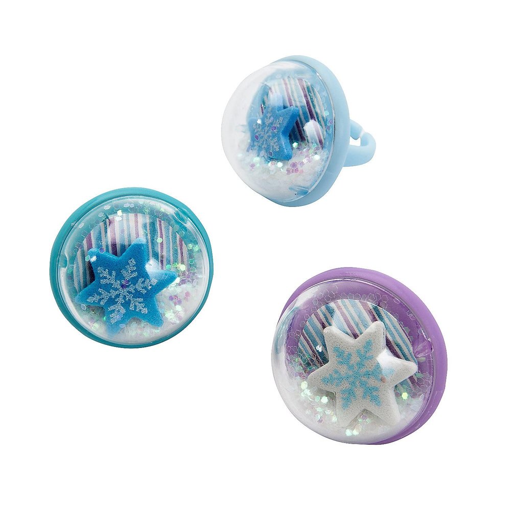 Winter Snow Globe Rings, 12 Pieces