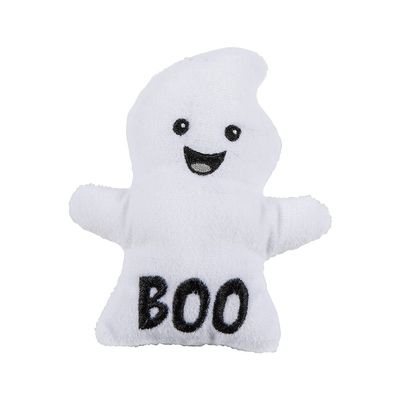 Adorable White Halloween Stuffed Ghosts with Boo Print - 3.75" x 4.25" (Pack of 12) - Perfect for Trunk-or-Treat Event Giveaways, Halloween Party Favors, or Game Prizes