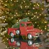16" Distressed Red Pickup Truck with Christmas Tree view 1