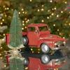16" Distressed Red Pickup Truck with Christmas Tree view 2