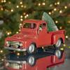 16" Distressed Red Pickup Truck with Christmas Tree view 4