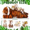 5 Pcs Tiger Stuffed Animals Plush Toy Set 16 Inch Stuffed Mommy Tiger with 4 Baby Cubs in Zippered Belly Cuddly Plushies for Kids Boys Girls Valentine New Year Easter Forest Birthday Party(Cute) view 2