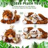 5 Pcs Tiger Stuffed Animals Plush Toy Set 16 Inch Stuffed Mommy Tiger with 4 Baby Cubs in Zippered Belly Cuddly Plushies for Kids Boys Girls Valentine New Year Easter Forest Birthday Party(Cute) view 3