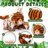 5 Pcs Tiger Stuffed Animals Plush Toy Set 16 Inch Stuffed Mommy Tiger with 4 Baby Cubs in Zippered Belly Cuddly Plushies for Kids Boys Girls Valentine New Year Easter Forest Birthday Party(Cute) view 4