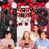 18th Birthday Decorations for Boys Girls, Red and Black Happy 18th Birthday Balloons Banner Number 18 Balloons Hanging Swirls Tablecloth Foil Fringe Curtains for 18 year old Birthday Party Decorations view 3
