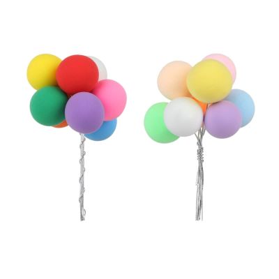 16PCS Balloon Cake Toppers, Light Clay Ball Happy Birthday Dessert Ornament