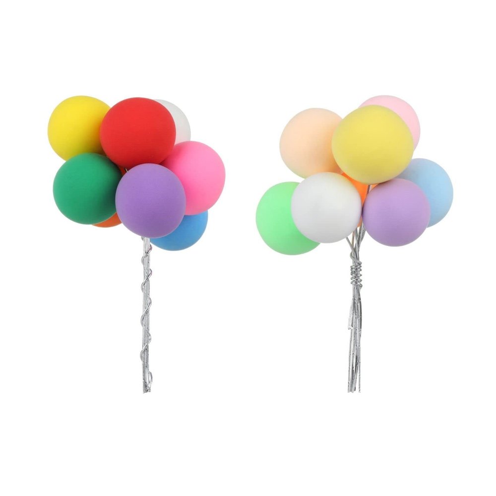 16PCS Balloon Cake Toppers, Light Clay Ball Happy Birthday Dessert Ornament