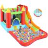 WONFUY Inflatable Bounce House, Kids Bouncy House Slide with Blower, Long Slide, Fun Pool/Ball Pit, Climbing Wall, Basketball Rim, Outdoor Backyard Jumping Castle Bounce House for Kids 3-10 Years view 1