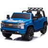 Sopbost Licensed Chevy Silverado 24V Ride On Truck for Big Kids, 2 Seater 4WD Electric Car with Parent Remote, EVA Tires, Bluetooth, Kids Ride On Toy Ages 38, Blue view 1