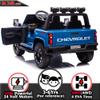 Sopbost Licensed Chevy Silverado 24V Ride On Truck for Big Kids, 2 Seater 4WD Electric Car with Parent Remote, EVA Tires, Bluetooth, Kids Ride On Toy Ages 38, Blue view 4