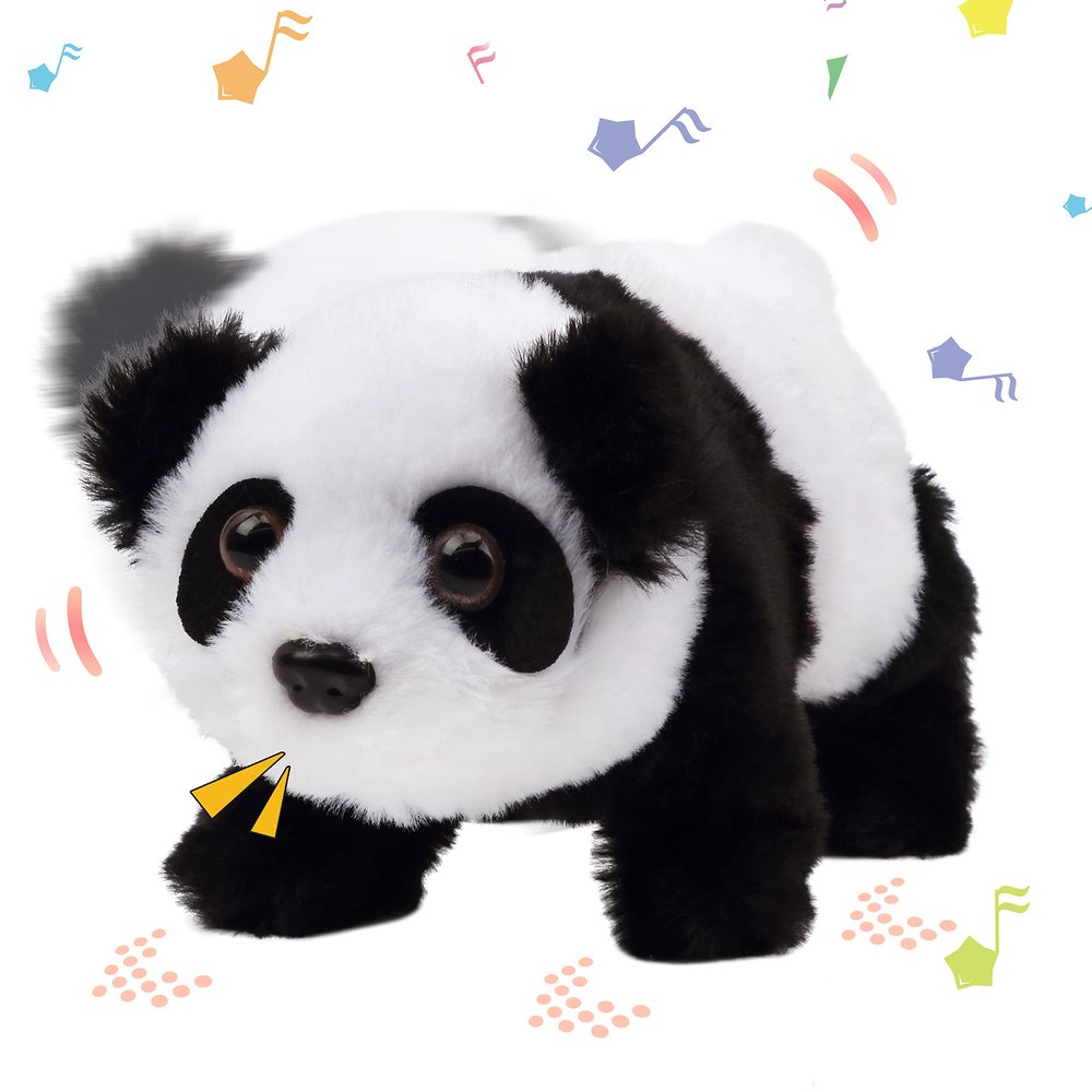 Hopearl Crawling Panda Interactive Electronic Pet Plush Toy with Sounds and Movements Animated Shaking Head Gifts for Toddlers Birthday, 7''