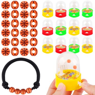 Waenerec 129 Pcs Basketball Party Favor Set Mini Basketball Shooting Games&Acrylic Basketball Sports Pony Beads 3mm 1.64 Yards Waxed Cord for Basketball Party Supplies Classroom Rewards Decorations