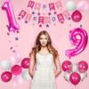 19th Birthday Decorations for Girls Women, Pink Happy Birthday Balloons Supplies Including 19 Pink Number Balloons, Star Streamers, Hanging Swirls view 3