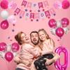 19th Birthday Decorations for Girls Women, Pink Happy Birthday Balloons Supplies Including 19 Pink Number Balloons, Star Streamers, Hanging Swirls view 4
