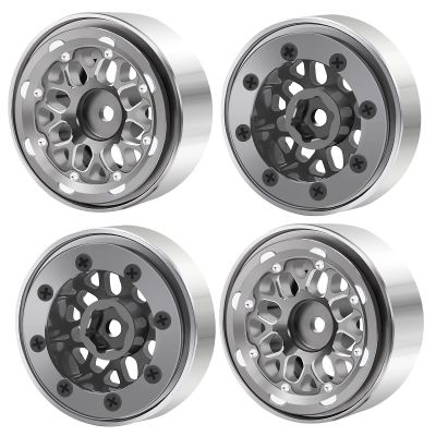 4pcs Beadlock Wheel Rims 1.0inches RC Crawler Beadlock Hubs for 1/18 TRX4M 1/24 Axial Scx24 Vehicles Car (Titanium)