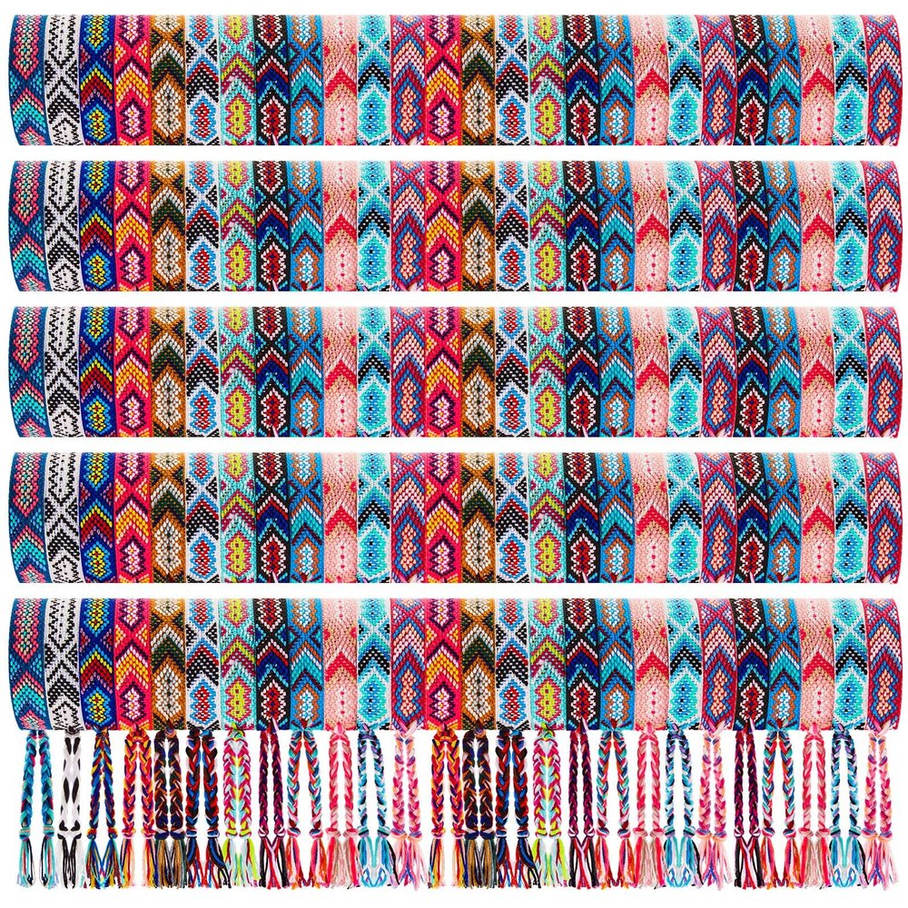 Henoyso 24 Pcs Woven Friendship Bracelets Bulk Adjustable Braided String Nepal Bracelets String with Sliding Knot Closure Gift for Women Girls Birthday Party Camp Favor (Boho Style)