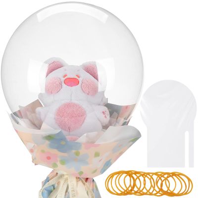 16 Pcs Valentines Day Bobo Balloons Bulk 26" and 30" Clear Wide Mouth Bubble Bobo Balloons for Stuffing Giant Large Transparent with Rubber Band for Christmas Birthday Party Decor(30)