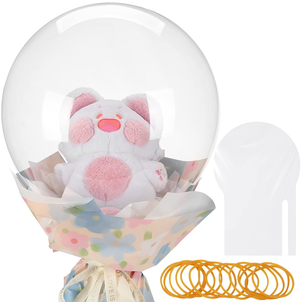 16 Pcs Valentines Day Bobo Balloons Bulk 26" and 30" Clear Wide Mouth Bubble Bobo Balloons for Stuffing Giant Large Transparent with Rubber Band for Christmas Birthday Party Decor(30)