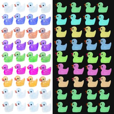 AWAWEELON 100 Pcs Luminous Tiny Ducks Mini Resin Ducks Miniature Duck Figures Micro Dollhouse Duck Accessories for DIY Micro Landscape Fairy Garden Dollhouse