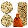 Prefdo Metal Pirate Coins, 35PCS X Large Gold Treasure Coin Set Spanish Doubloon Replicas Fantasy Metal Coins Pirate Gold Coins for Board Games Tokens Pirate Party Cosplay view 1