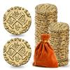 Prefdo Metal Pirate Coins, 50PCS X Large Gold Treasure Coin Set Spanish Doubloon Replicas Fantasy Metal Coins Pirate Gold Coins Tokens for Board Games Pirate Party Cosplay view 1