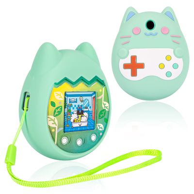 Meetikar Silicone Cover for Tamagotchi Pix Virtual Pet, Soft Case with Finger Lanyard (Green)