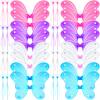 24 Sets Fairy Wings Butterfly Angel Costume Butterfly Wings for Girls Colorful Fairy Wands for Kid Dress up Party Halloween Role Play Princess Accessories, Pink Lake Blue White Purple view 1