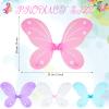 24 Sets Fairy Wings Butterfly Angel Costume Butterfly Wings for Girls Colorful Fairy Wands for Kid Dress up Party Halloween Role Play Princess Accessories, Pink Lake Blue White Purple view 2