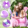 24 Sets Fairy Wings Butterfly Angel Costume Butterfly Wings for Girls Colorful Fairy Wands for Kid Dress up Party Halloween Role Play Princess Accessories, Pink Lake Blue White Purple view 3