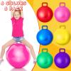 Lewtemi 6 Pcs Hopper Ball Carnival Outdoor Games 20 Inch Jumping Hopping Inflatable Bouncing Ball with Handle and Air Pump for Sport Exercise (Red, Blue, Green, Pink, Yellow, Purple) view 3