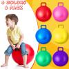 Lewtemi 6 Pcs Hopper Ball Carnival Outdoor Games 18 Inch Jumping Hopping Inflatable Bouncing Ball with Handle and Air Pump for Sport Exercise (Red, Blue, Green, Pink, Yellow, Purple) view 3
