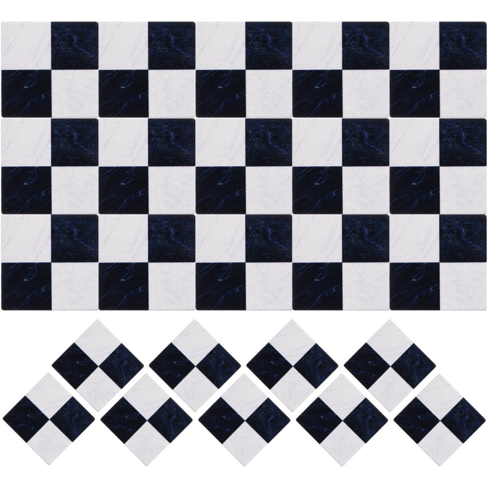 Zerodeko Model Kits 27Pcs Flooring, Miniature Wood Floor Boards Mini Square Brick Sheets Decorative Mosaic Tiles Mini House Furniture Buliding Accessories (Black White) Home Decor