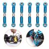 plplaaoo 6PCS Adjustable Front Rear Aluminium Alloy Servo Link Steering RC Truck Upgrade Parts Metal Steering Linkage Rods Set for RC Model Car Upgraded Parts (Blue), Steering Linkage Servo Link view 2