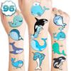 8 Sheets (96PCS) Whale & Narwhal Temporary Tattoos  Ocean Animal Birthday Party Favors, Under the Sea Theme Decor, Cute Stickers for Kids, School Rewards, Gift Supplies view 1