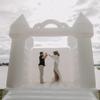 White Inflatable Bounce House - 13 x 12 x 14.5 Foot - Big Inflatable Bouncer Castle Unit for Weddings - Outdoor Party Bounce House with Blower, Stakes, & Storage Bag view 1