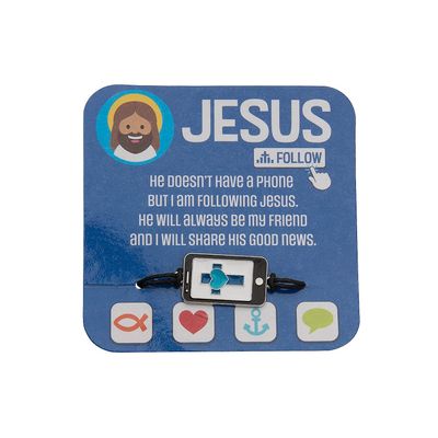 Fun Express Jesus and Media Rope Bracelets with Card, 12 Pieces